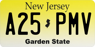 NJ license plate A25PMV