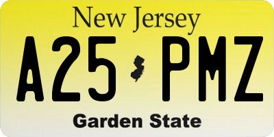 NJ license plate A25PMZ