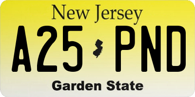 NJ license plate A25PND