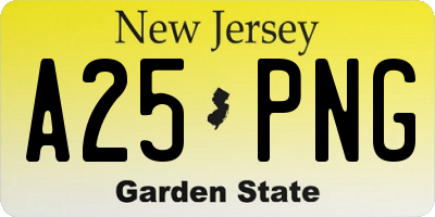 NJ license plate A25PNG