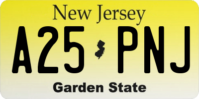 NJ license plate A25PNJ