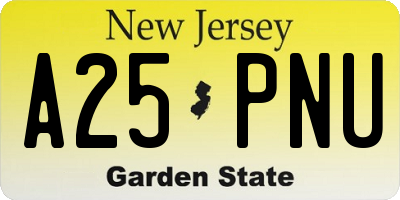 NJ license plate A25PNU