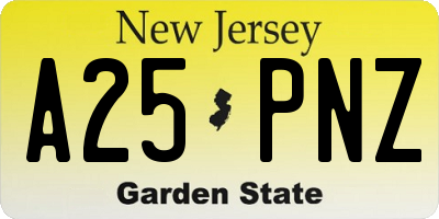 NJ license plate A25PNZ