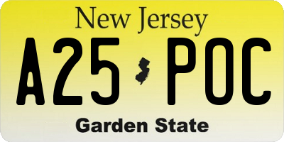 NJ license plate A25POC