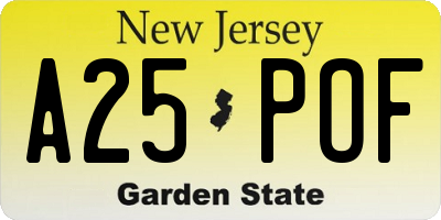 NJ license plate A25POF