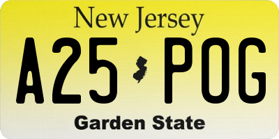 NJ license plate A25POG