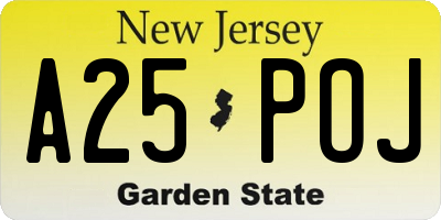 NJ license plate A25POJ