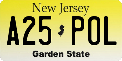 NJ license plate A25POL