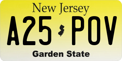 NJ license plate A25POV