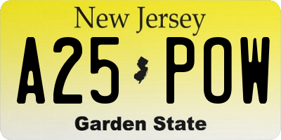 NJ license plate A25POW