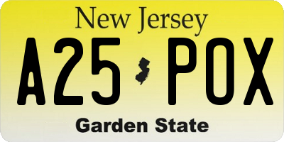 NJ license plate A25POX