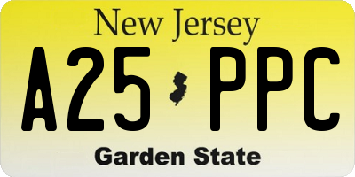 NJ license plate A25PPC