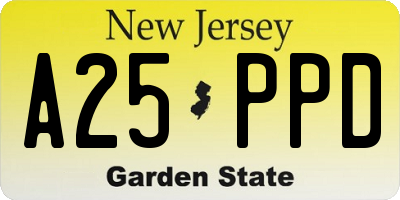 NJ license plate A25PPD