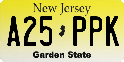 NJ license plate A25PPK