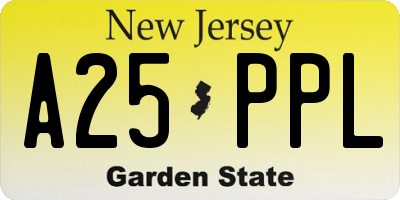 NJ license plate A25PPL