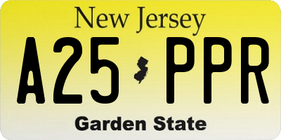 NJ license plate A25PPR