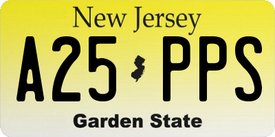 NJ license plate A25PPS