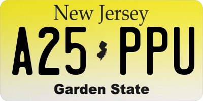 NJ license plate A25PPU
