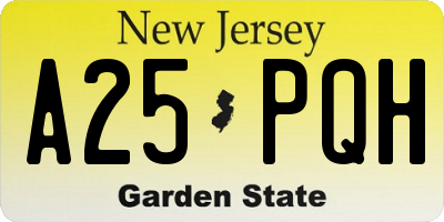 NJ license plate A25PQH