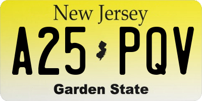 NJ license plate A25PQV