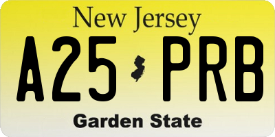 NJ license plate A25PRB