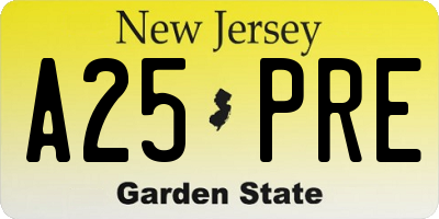 NJ license plate A25PRE