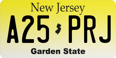 NJ license plate A25PRJ