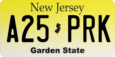 NJ license plate A25PRK