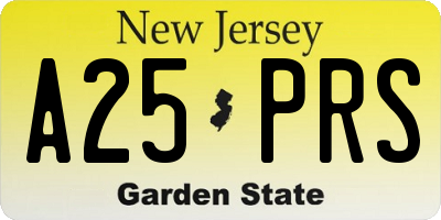NJ license plate A25PRS