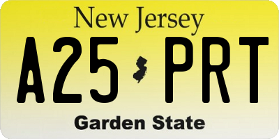 NJ license plate A25PRT