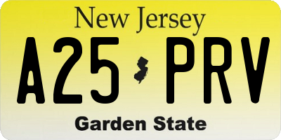NJ license plate A25PRV