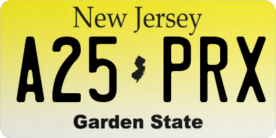NJ license plate A25PRX