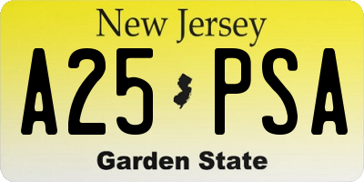 NJ license plate A25PSA