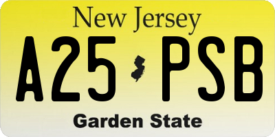 NJ license plate A25PSB