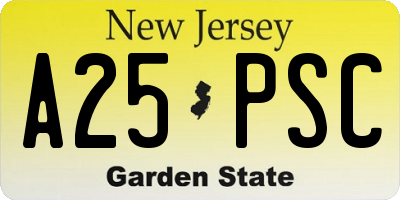 NJ license plate A25PSC