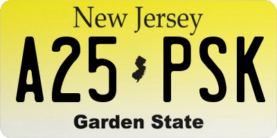 NJ license plate A25PSK