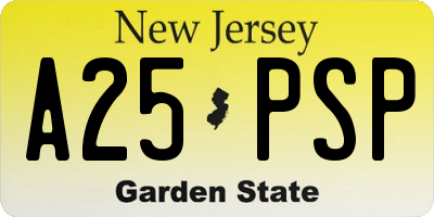 NJ license plate A25PSP