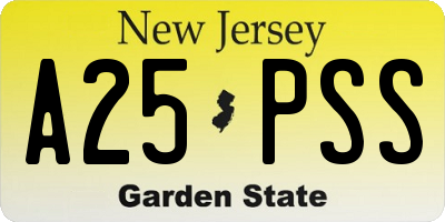 NJ license plate A25PSS
