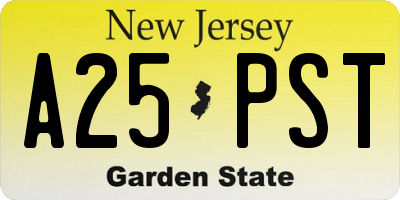 NJ license plate A25PST