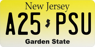 NJ license plate A25PSU