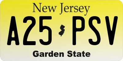 NJ license plate A25PSV
