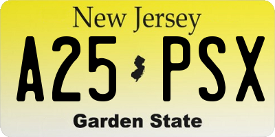 NJ license plate A25PSX