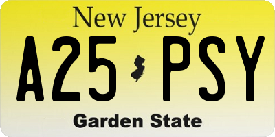 NJ license plate A25PSY