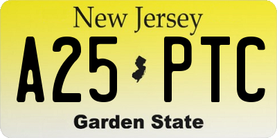 NJ license plate A25PTC