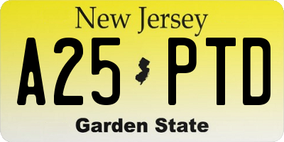 NJ license plate A25PTD