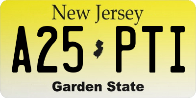 NJ license plate A25PTI