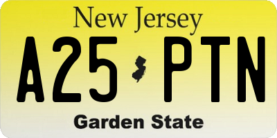 NJ license plate A25PTN