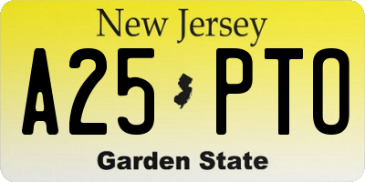 NJ license plate A25PTO