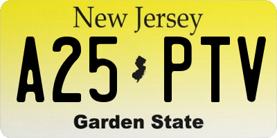 NJ license plate A25PTV