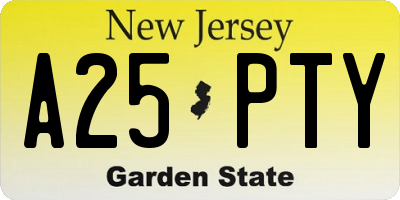 NJ license plate A25PTY